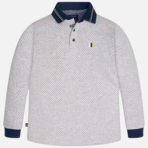 Mayoral Navy and White Polo with Subtle Pattern